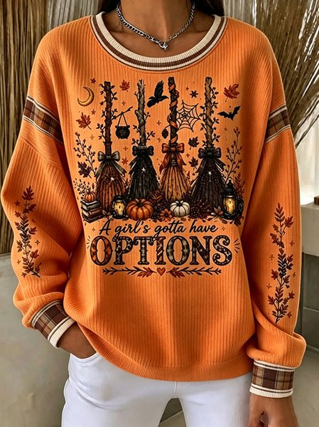 Women Text Letters Crew Neck Casual Spring/Fall Long Sleeve Sweatshirt