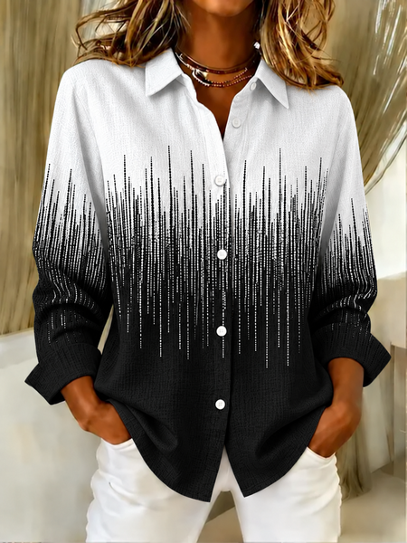Women Abstract Shirt Collar Long Sleeve Shirt Vintage Daily Spring/Fall Top