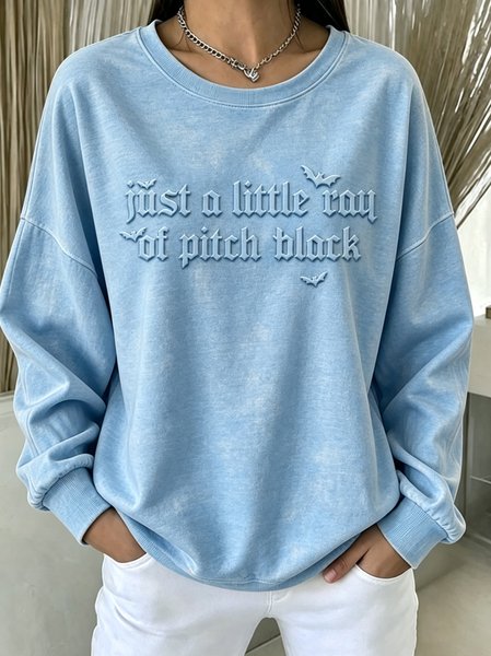 Women Text Letters Crew Neck Casual Spring/Fall Long Sleeve Sweatshirt