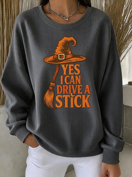 Women Text Letters Crew Neck Casual Spring/Fall Long Sleeve Sweatshirt