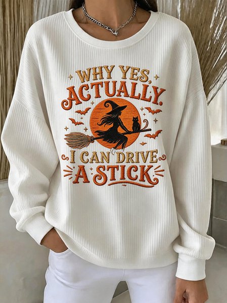 Women Text Letters Crew Neck Casual Spring/Fall Long Sleeve Sweatshirt