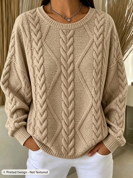 Casual Plain Crew Neck Long Sleeve Sweatshirt