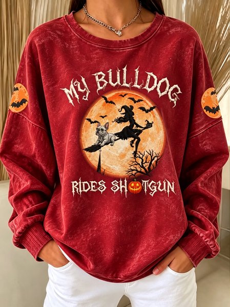 Women Text Letters Crew Neck Casual Spring/Fall Long Sleeve Sweatshirt