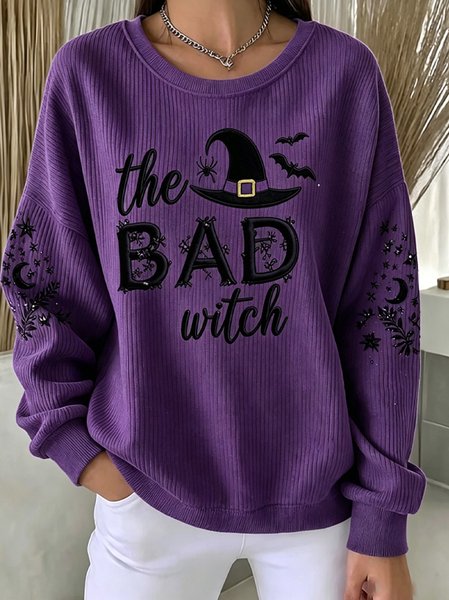 Women Text Letters Crew Neck Casual Spring/Fall Long Sleeve Sweatshirt