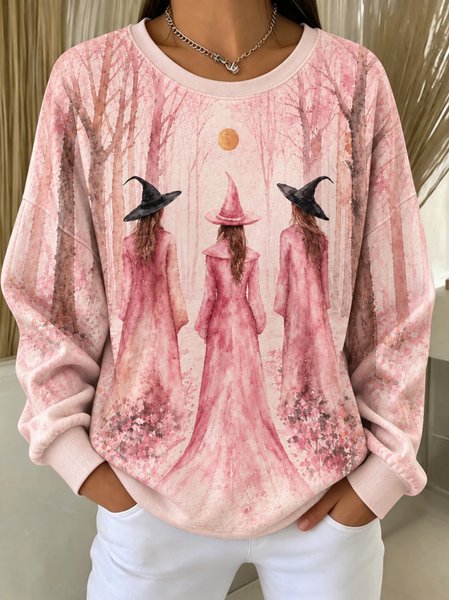 Women Halloween Crew Neck Casual Spring/Fall Long Sleeve Sweatshirt