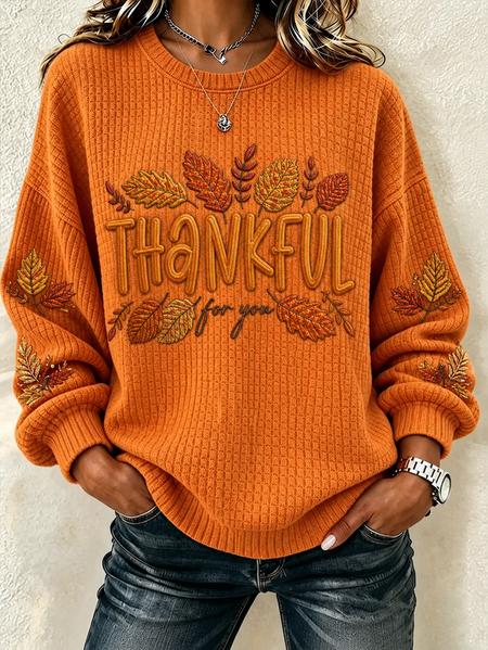 Casual Text Letters Crew Neck Long Sleeve Sweatshirt