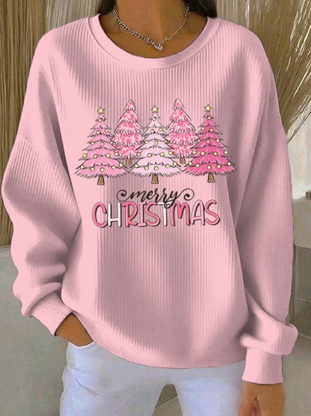 Casual Christmas Crew Neck Long Sleeve Sweatshirt