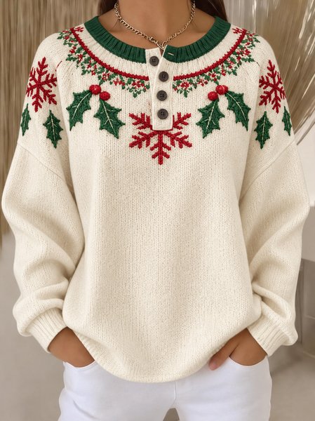 Casual Geometric Henley Collar Long Sleeve Sweatshirt