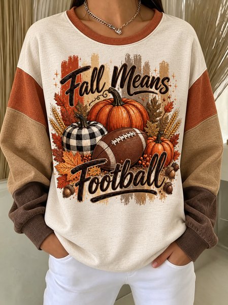 Casual Text Letters Crew Neck Long Sleeve Sweatshirt