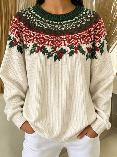 Casual Geometric Crew Neck Long Sleeve Sweatshirt