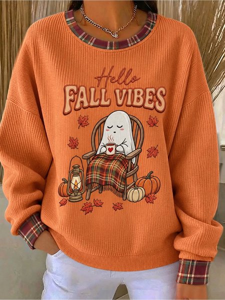Casual Landscape Painting Crew Neck Long Sleeve Sweatshirt