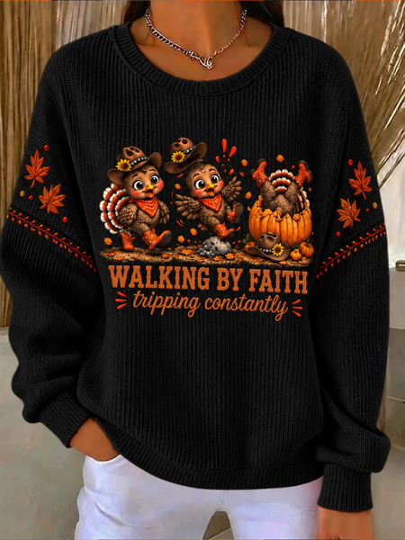 Casual Text Letters Crew Neck Long Sleeve Sweatshirt