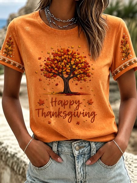 Vintage Text Letters Crew Neck Short Sleeve T-shirt