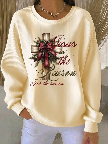Casual Text Letters Crew Neck Long Sleeve Sweatshirt