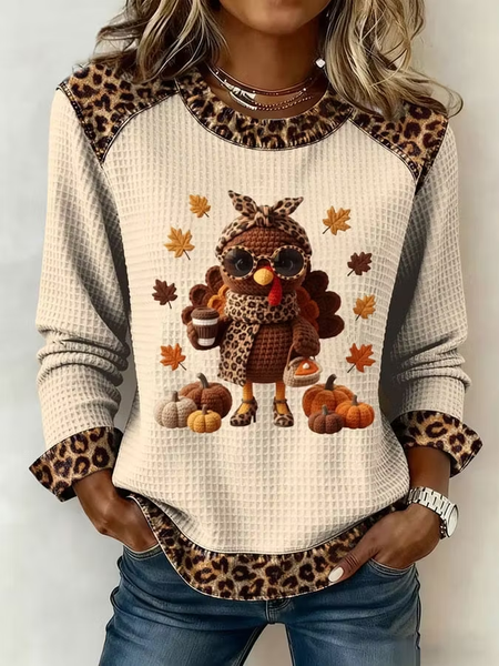 Casual Color Block Crew Neck Long Sleeve Sweatshirt
