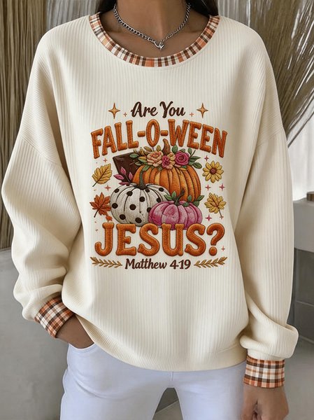 Women Text Letters Crew Neck Casual Spring/Fall Long Sleeve Sweatshirt