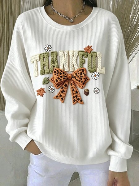 Women Text Letters Crew Neck Casual Spring/Fall Long Sleeve Sweatshirt