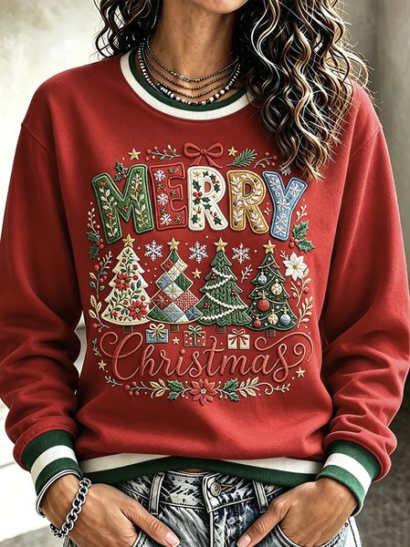 Women Text Letters Crew Neck Casual Spring/Fall Long Sleeve Sweatshirt
