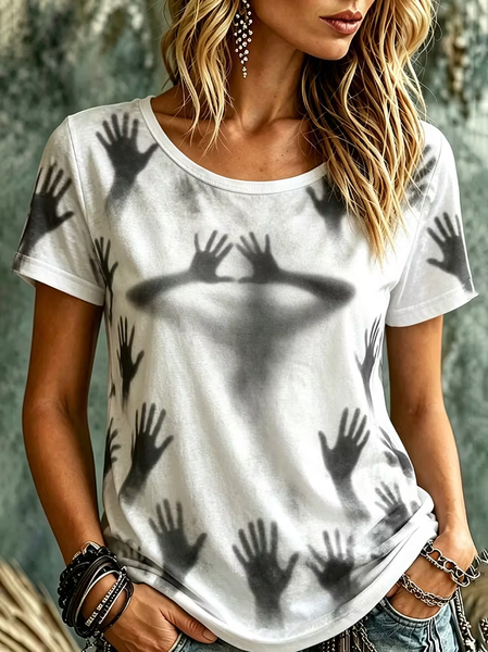 Casual Halloween Crew Neck Short Sleeve T-shirt