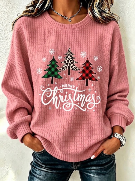 Casual Christmas Crew Neck Long Sleeve Sweatshirt