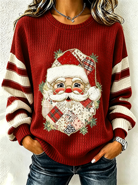 Casual Striped Crew Neck Long Sleeve Sweatshirt