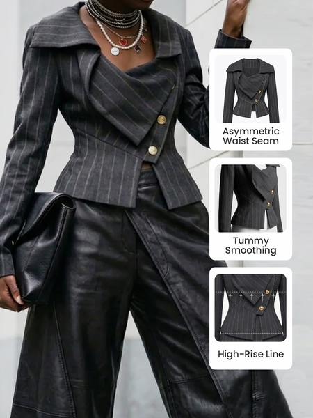 Urban Irregular Craftsmanship Striped Jacket 1 Urban Irregular Craftsmanship Striped Jacket