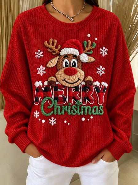 Casual Text Letters Crew Neck Long Sleeve Sweatshirt
