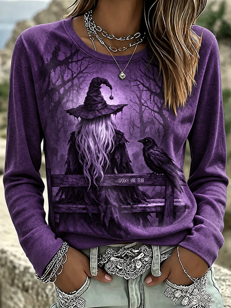 Casual Text Letters Crew Neck Long Sleeve T-shirt