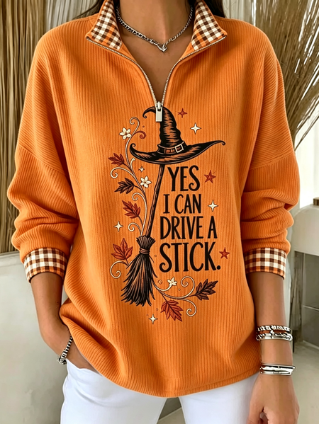 Women Text Letters Stand Collar Printing Casual Spring/Fall Long Sleeve Sweatshirt