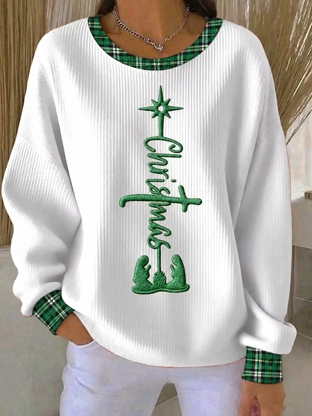 Women Color Block Crew Neck Casual Spring/Fall Long Sleeve Sweatshirt