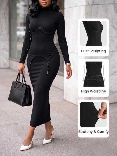 Urban Plain Mock Neck Maxi Dress Urban Plain Mock Neck Maxi Dress