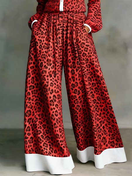 Loose Urban Leopard Wide Leg Pants 1 Loose Urban Leopard Wide Leg Pants