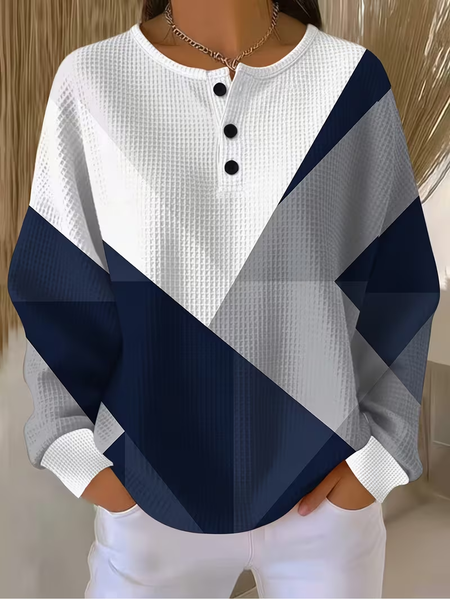 Women Abstract Crew Neck Printing Casual Spring/Fall Long Sleeve Sweatshirt