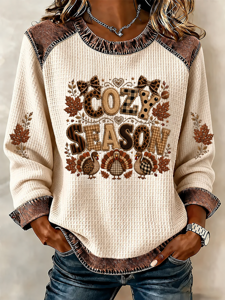 Casual Text Letters Crew Neck Long Sleeve Sweatshirt