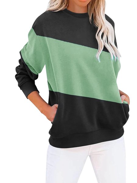 Casual Geometric Crew Neck Long Sleeve Sweatshirt
