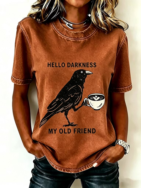 Casual Text Letters Crew Neck Short Sleeve T-shirt