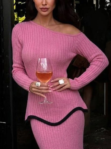 Elegant Color Block Peplum Cold Shoulder Sweater 3 Elegant Color Block Peplum Cold Shoulder Sweater