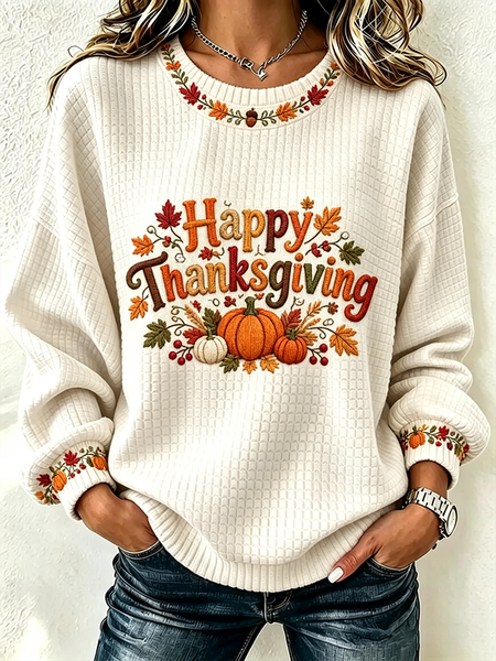 Casual Text Letters Crew Neck Long Sleeve Sweatshirt