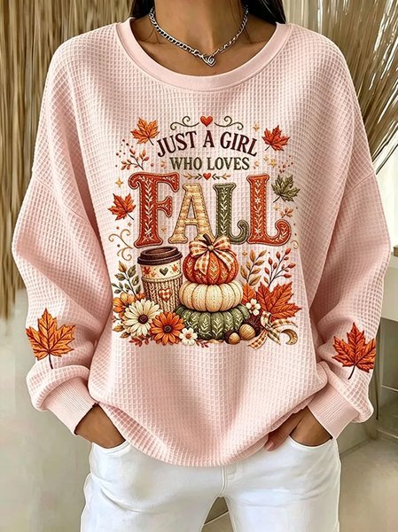 Casual Text Letters Crew Neck Long Sleeve Sweatshirt