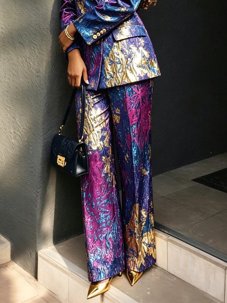 Elegant Random Print Jacquard Straight Pants 1 Elegant Random Print Jacquard Straight Pants