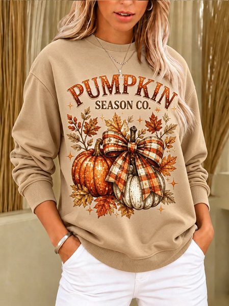 Women Text Letters Crew Neck Casual Spring/Fall Long Sleeve Sweatshirt