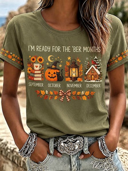 Casual Floral Crew Neck Short Sleeve T-shirt