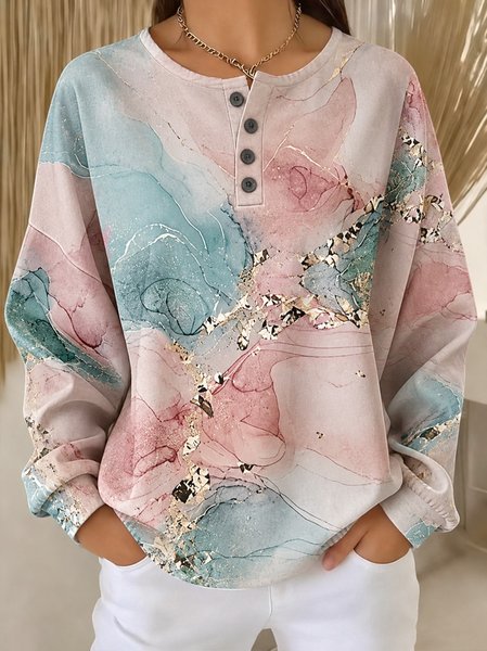Women Abstract Crew Neck Casual Spring/Fall Long Sleeve Sweatshirt