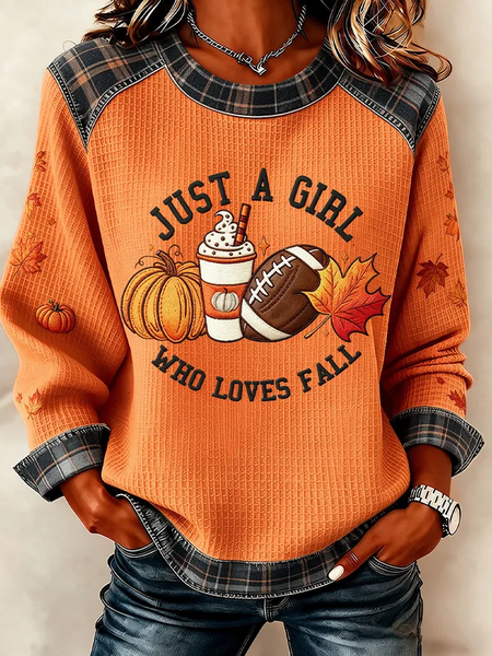Vintage Plaid Crew Neck Long Sleeve Sweatshirt