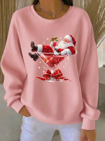 Casual Santa Claus Crew Neck Long Sleeve Sweatshirt