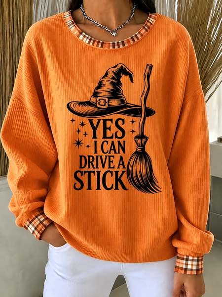 Casual Plaid Crew Neck Long Sleeve Sweatshirt