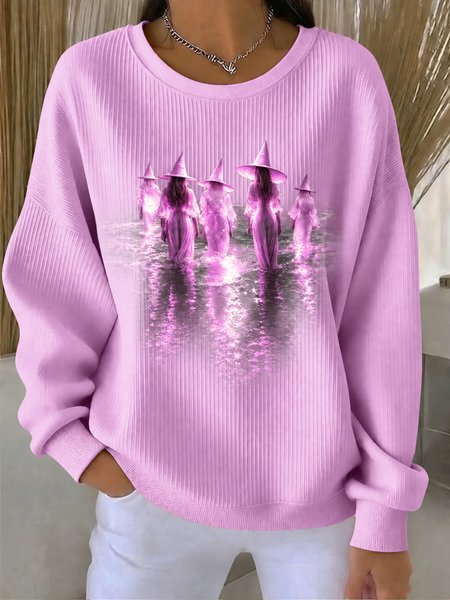 Casual Halloween Crew Neck Long Sleeve Sweatshirt