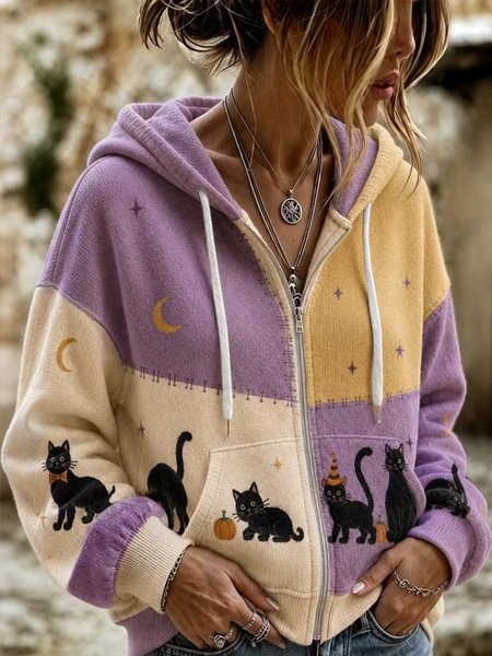 Casual Color Block Hoodie Long Sleeve Hoodie