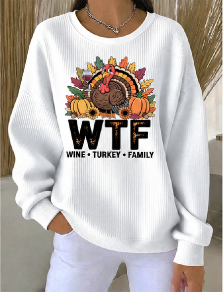 Casual Text Letters Crew Neck Long Sleeve Sweatshirt