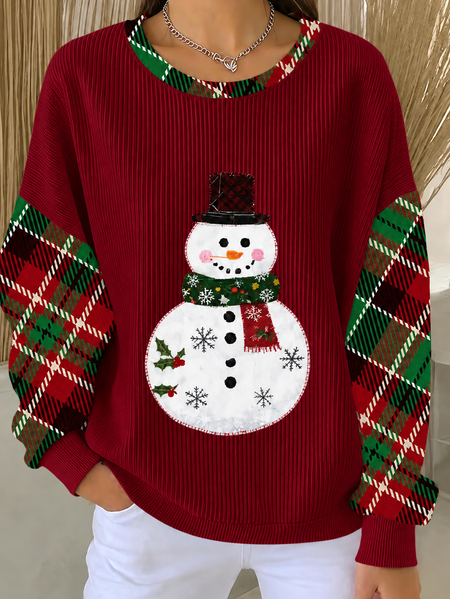 Women Plaid Crew Neck Casual Spring/Fall Long Sleeve Sweatshirt